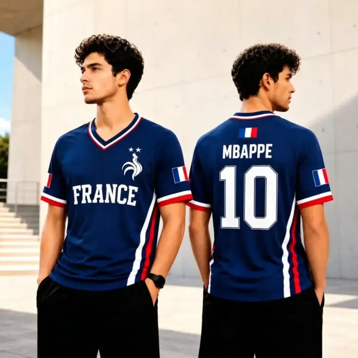 T-shirt de sport aux couleurs nationales françaises, n°10, édition commémorative, à manches courtes,