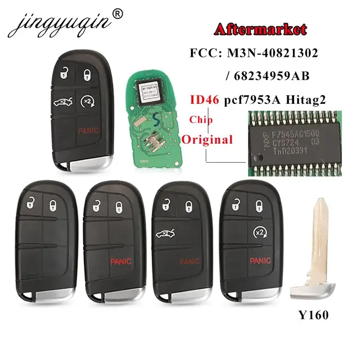jingyuqin 433MHz ID46 M3N- 40821302   Porte-clés de voiture à distance intelligent pour Chrysler 300