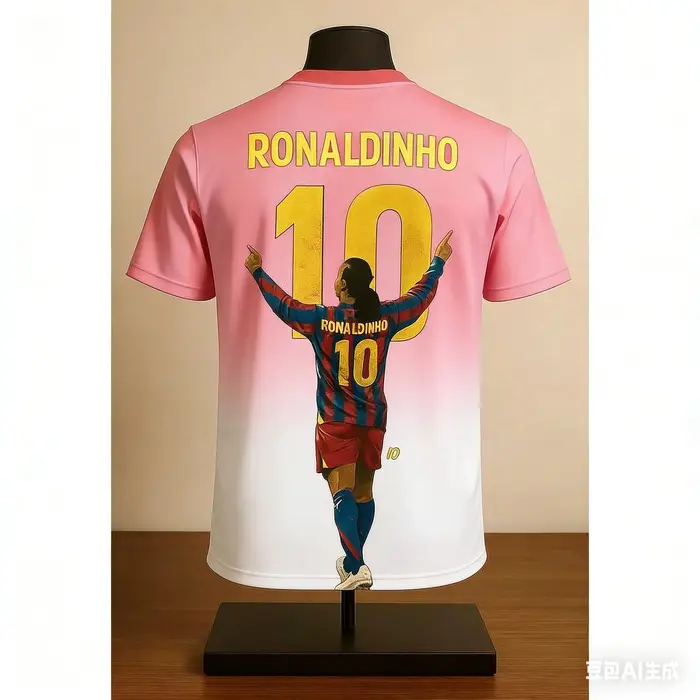Barca Stripe Ronaldinho # 10 maillots de football imprimés