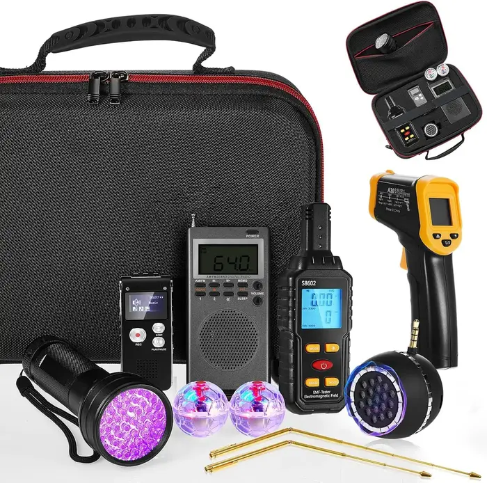 Kit d'équipement de chasse fantôme 9 pièces avec compteur de force électromotrice, boîte de recherch