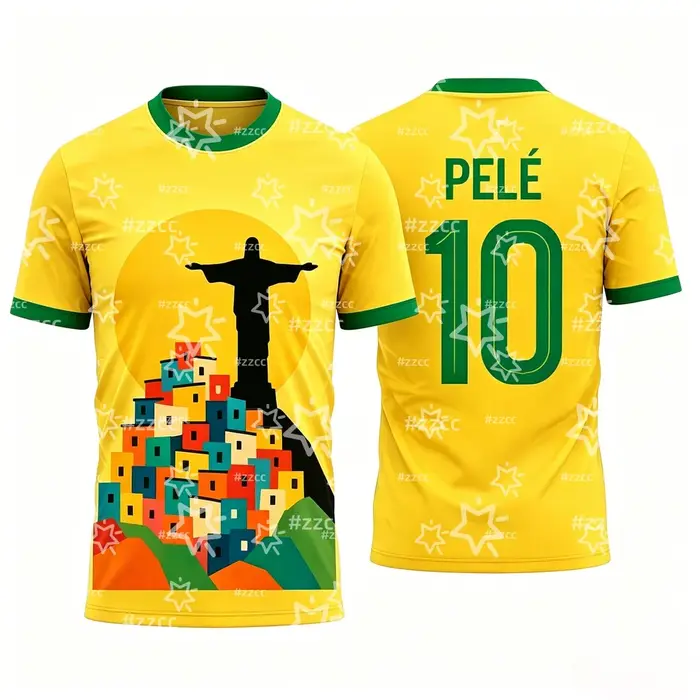 Maillot de football du Brésil Pelé 2026 – Tenue de match et d'entraînement – T-shirt sport d'été pou