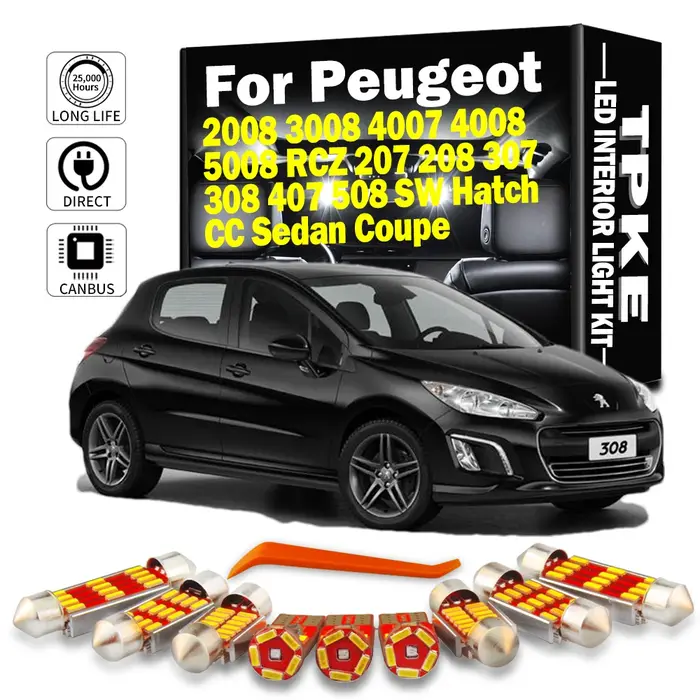 TPKE-Kit d'éclairage intérieur LED pour voiture, Canbus, KIT 2008 3008 4007 4008 5008 RCZ 207 208 30
