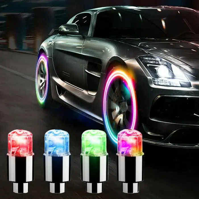 4 pièces bouchon de lumières de roue voiture Auto roue pneu pneu Valve d'air tige lumière LED boucho