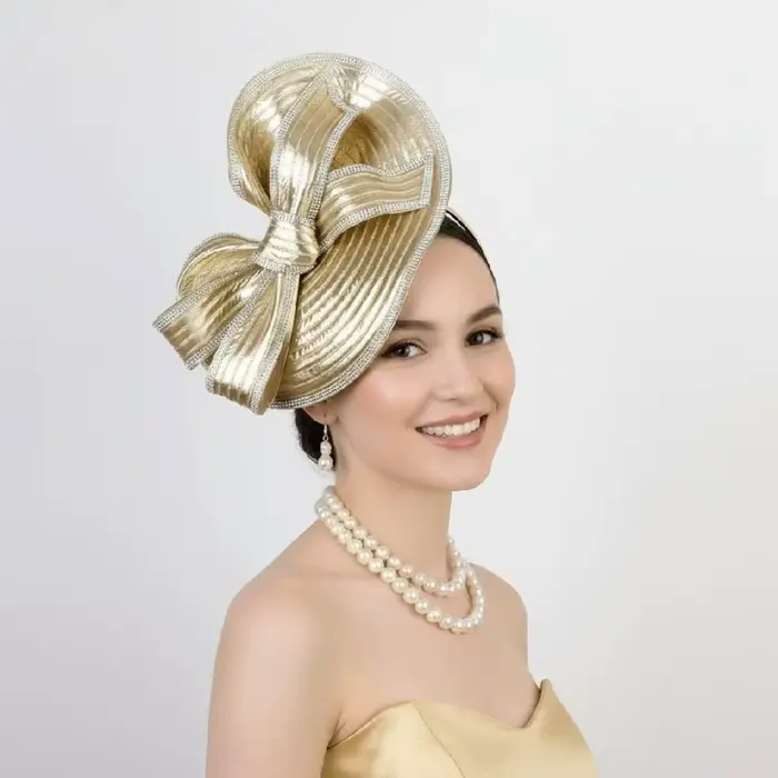 Chapeau Fascinator Rétro Exquis Vintage, Coiffe de Mariée Élégante et Raffinée, Bandeau à Nœud, Chap