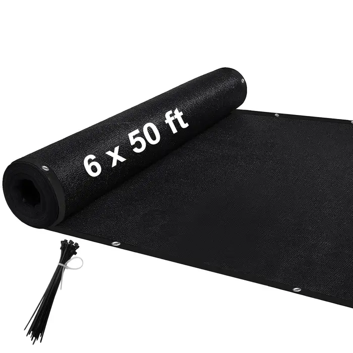 Clôture d'Intimité de 6 Pieds x 50 Pieds, Écran 90%, Ombre de Cigarage Temporaire pour Mur, Gazébo, 