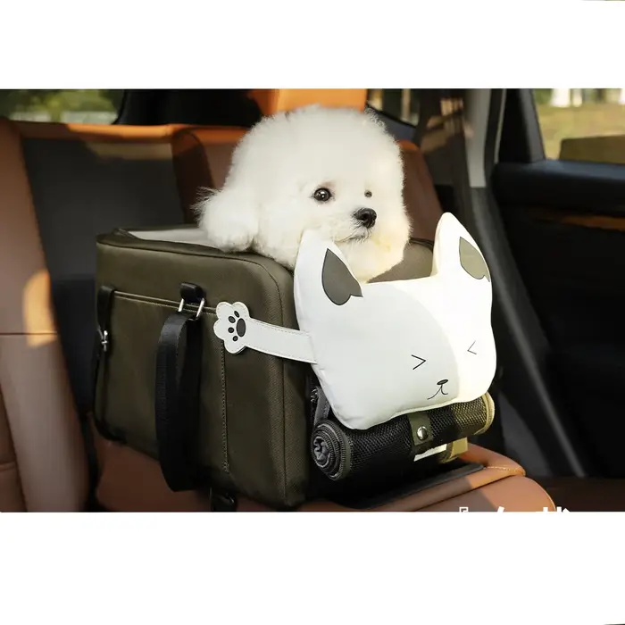 Siège de voiture pour chien, console centrale, siège pour chien avec double protection, ceinture de 