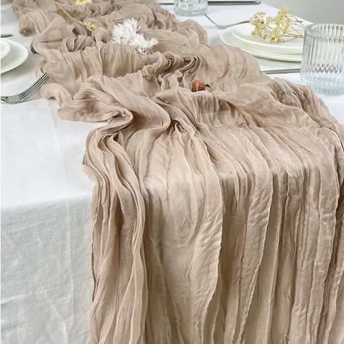 Chemin de Table en gaze semi-transparente, tissu à sauge, réglage de Table, salle à manger, décorati