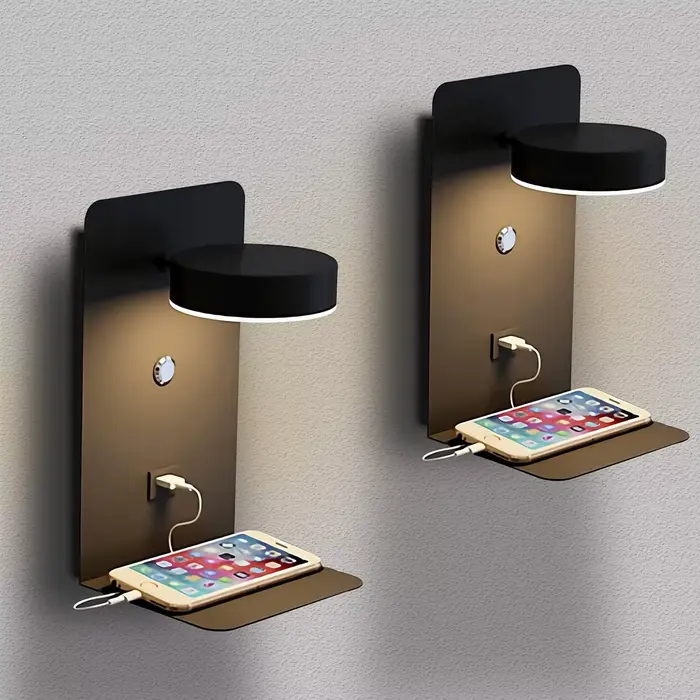 Mur LED lampe avec interrupteur et Port de chargement USB moderne 9W noir blanc allée chambre chevet