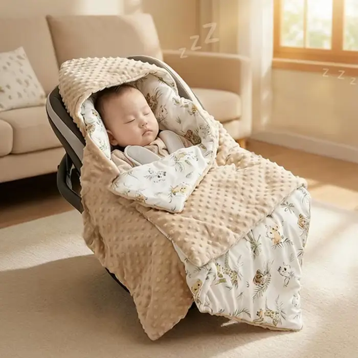 Couverture de panier de siège de sécurité pour bébé, pour nouveau-né, couette polaire Doudou, lange 