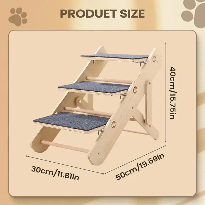 Escalier pour chien antidérapant, stable, pliable, 3 marches, pour accéder à la maison, au salon, au