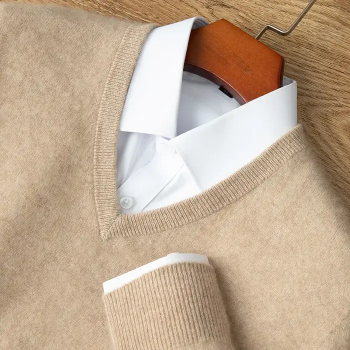 Pull en cachemire pur pour hommes, 100%, business décontracté, couleur unie, tricoté, ample, col en 