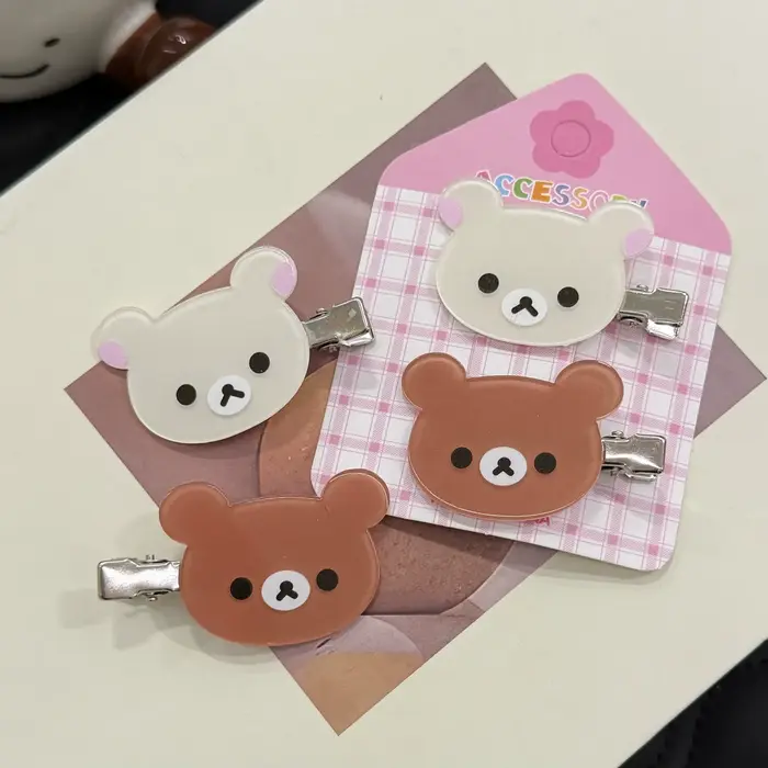 Dessin animé Rilakkuma épingle à cheveux filles Anime Relax ours bec de canard pince femmes mignon p