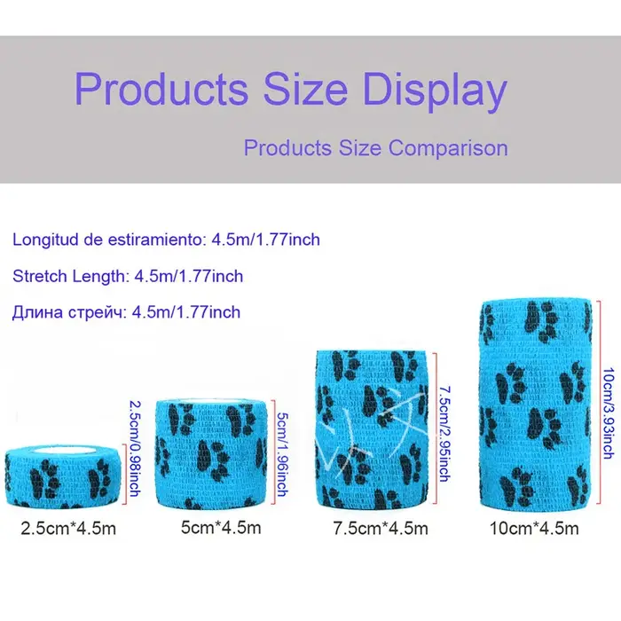 Bandage élastique auto-adhésif imprimé à motifs d'animaux, 4.5m, bande d'enveloppe de sport pour les