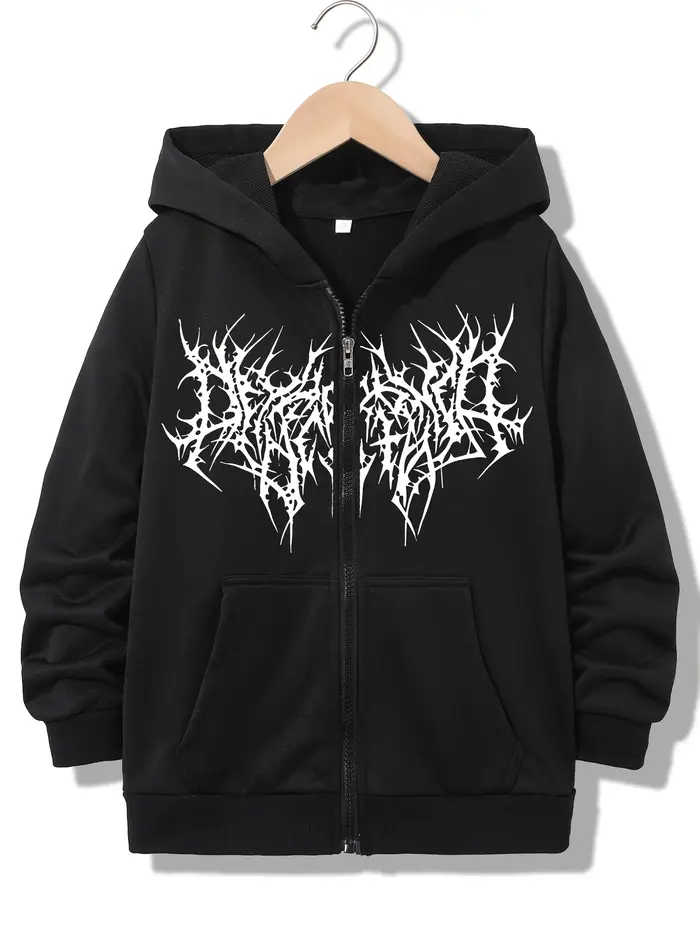 Sweat à capuche zippé streetwear tendance, style HIP HOP décontracté, pour garçons et filles, Y2k, p