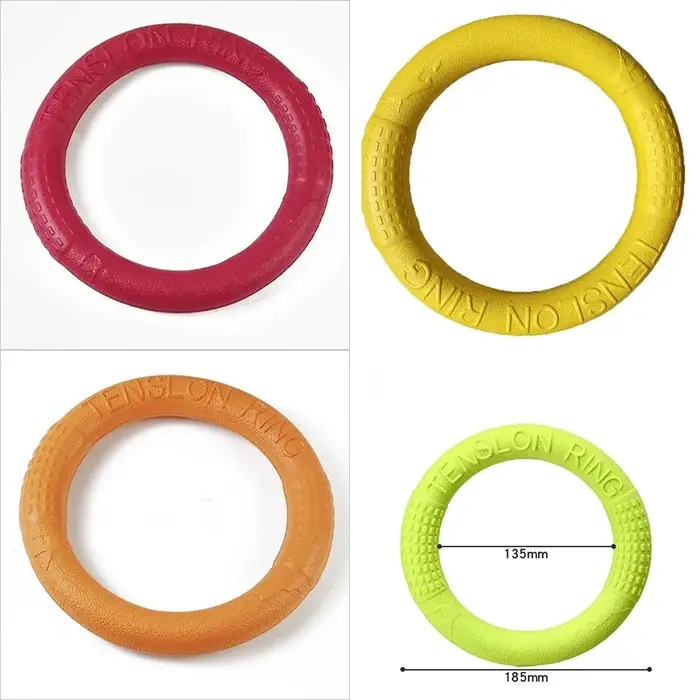 Jouets pour chiens : Anneaux en caoutchouc pour mâcher, volants et flottants, outils d'entraînement 