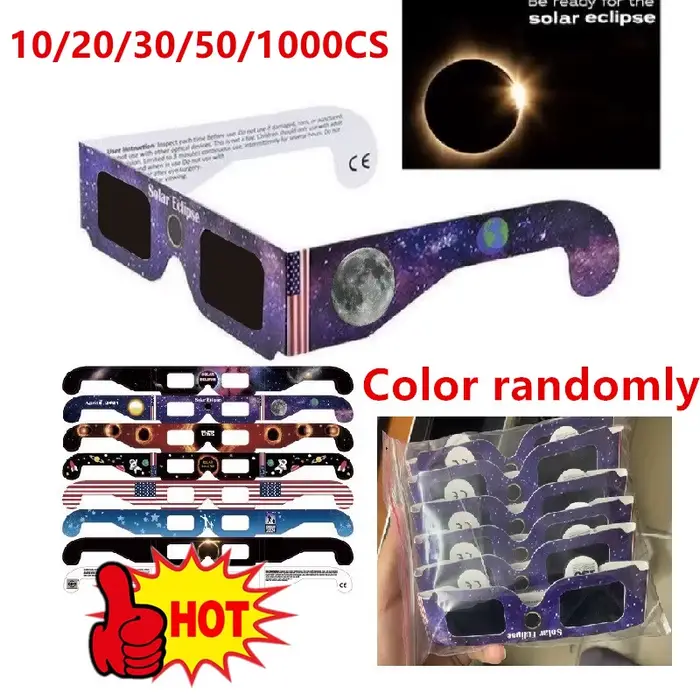 Lunettes éclipse solaire papier 10 à 100 pièces - Observation sécurité totale - Gros et détail