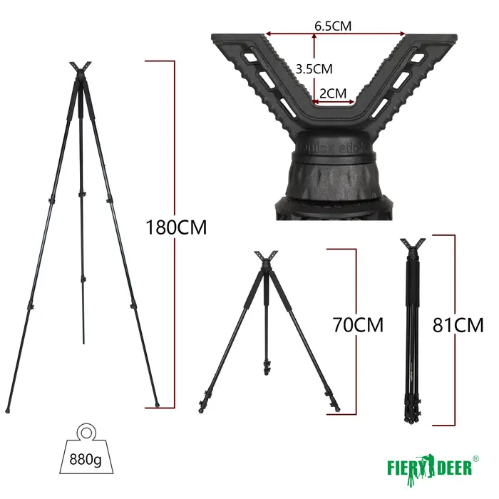 Bâton de tir pour la chasse, troisième bras, réglable, recommandé, poignées en mousse haute densité,