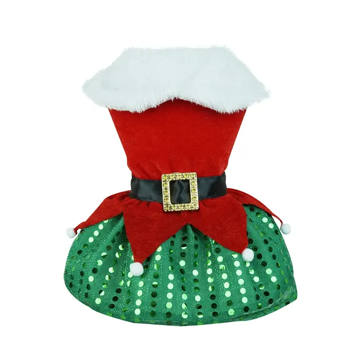 Robes de Noël pour petits chiens chats automne hiver nouvel an classique ceinture rouge vêtements po