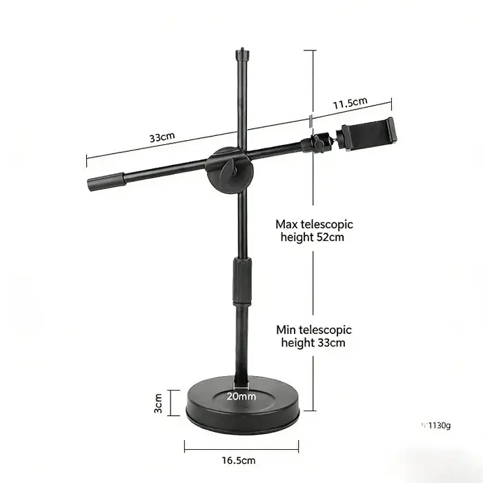 Trépied de table pour la photographie avec support de téléphone portable et bras articulé pour smart