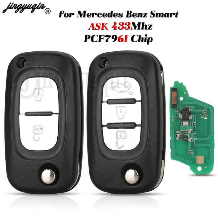 Jingyuqin – clé télécommande rabattable originale 433Mhz, pour Mercedes Benz Smart Fortwo 453 Forfou