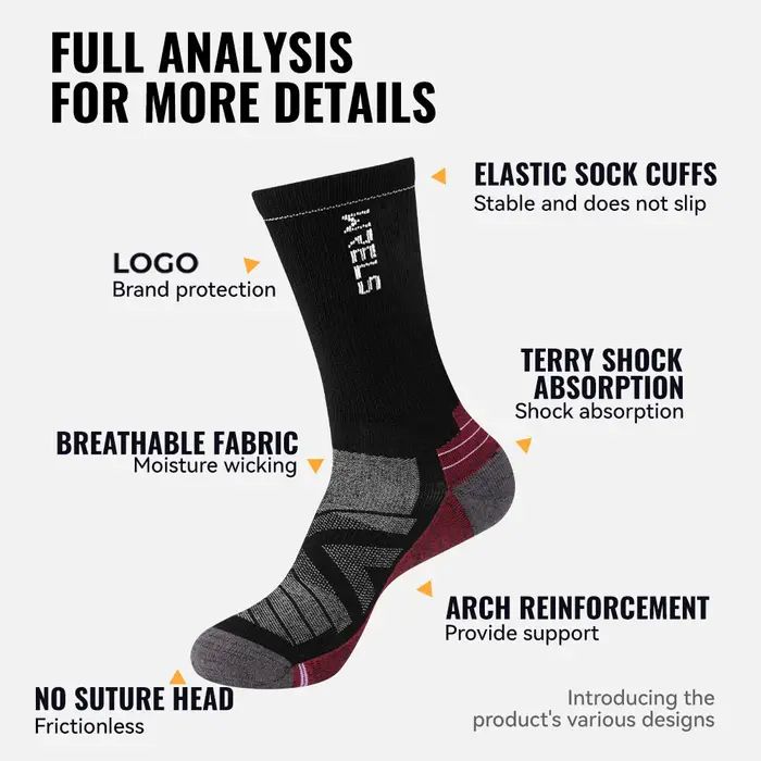 Chaussettes randonnée chasse laine mérinos compression - 1/2/3 paires techniques hiver respirantes