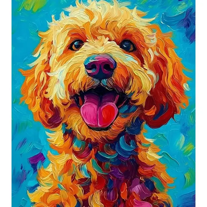 RUOPOTY Peinture Diamant Chien Mignon, Décoration DIY, Art Diamant Complet Rond, Décoration Maison, 