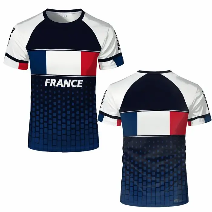 T-shirt imprimé 3D drapeau français, été, sport de plein air, décontracté, respirant, séchage rapide