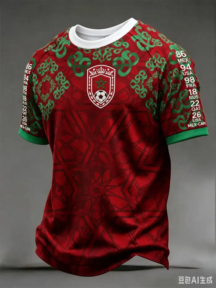 Nouveau maillot domicile/extérieur parent-enfant de l'équipe du Maroc 2026, T-shirt rouge et vert à 