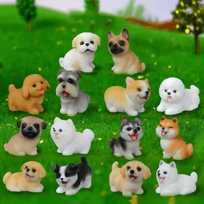 1 pièces mignon petit chien chiot Animal décoration résine artisanat Miniature Figure minuscule pour bonsaï micropaysage fée jardin décor