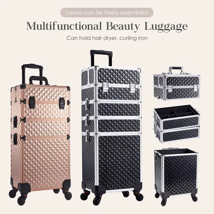 Mallette de maquillage détachable 4 en 1, mallette de Train en alliage pour manucure des ongles sur 