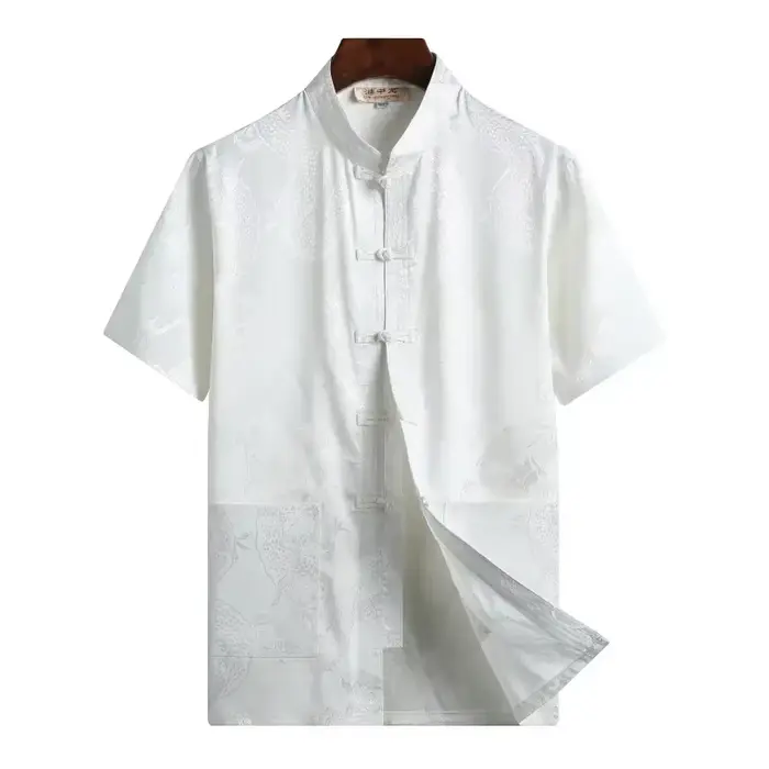 Vêtements traditionnels chinois pour hommes, costume Tang rouge Hanfu, chemise à manches courtes, Vi