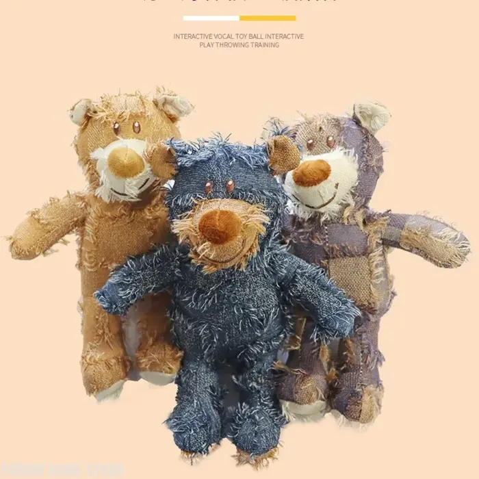 Jouet en peluche pour chien en forme d'ours mignon avec son