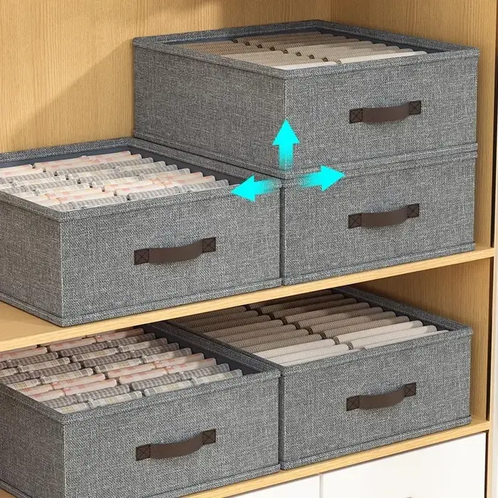 Organisateur de rangement pour vêtements de garde-robe, boîte de rangement épaissie pour pulls et t-shirts, boîte de rangement pour pantalons, organisateur de sous-vêtements et chaussettes pour la mai