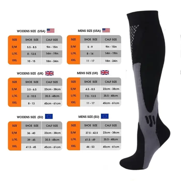 Pack 3 paires chaussettes compression 30 mmHg chasse - œdème varices sport taille XXL