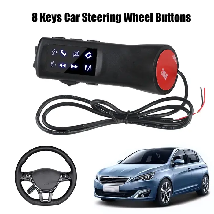 Boutons de volant de voiture avec télécommande, 8 touches, 12V, contrôle sans fil pour musique, télé
