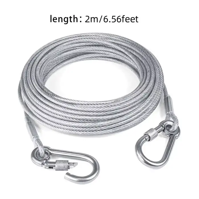 Laisse de câble d'arrimage pour chien à Double tête, corde de traction avec boucle en métal, collier