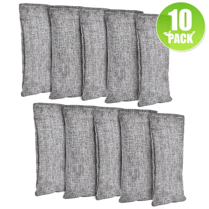 Sacs en charbon de bambou naturel, 10 pièces, purificateur d'air, charbon actif, absorbeur d'odeur, 