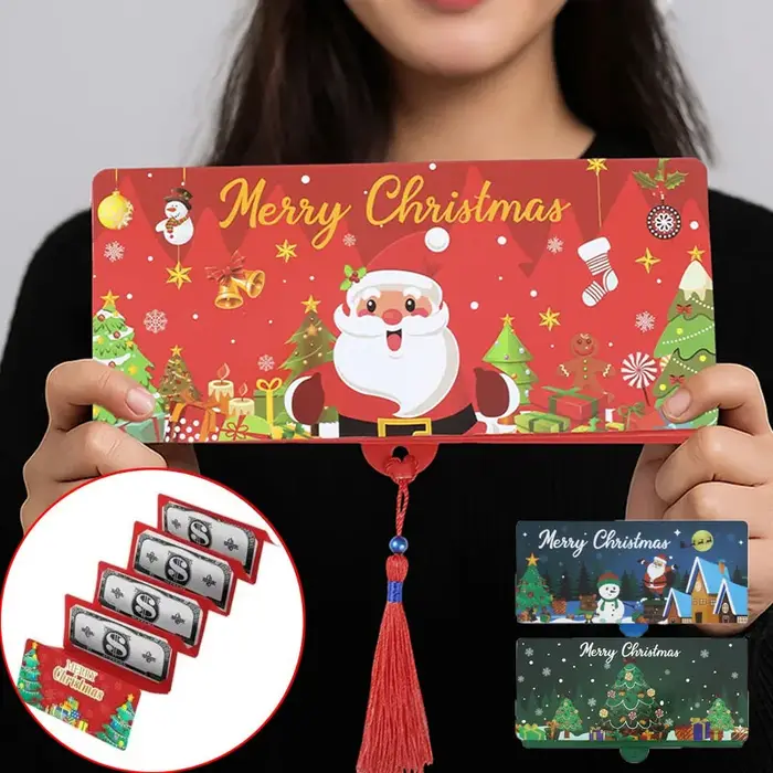 Cartes d'argent de Noël 2025 décoration de fête pour enfants faveurs en papier cartonné blanc cadeau de Noël et du Nouvel An 2026 occasions spéciales