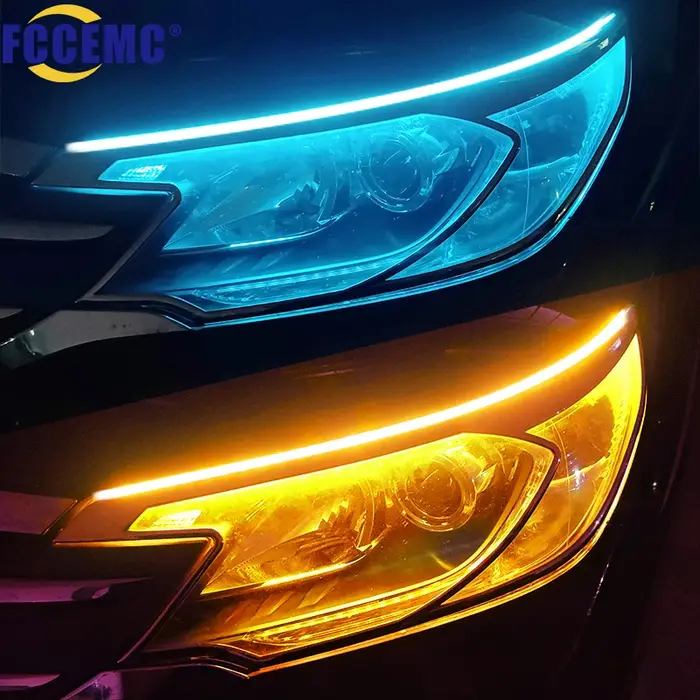 2 pièces LED DRL voiture feux de jour bande Flexible étanche phares automatiques blanc clignotant ja