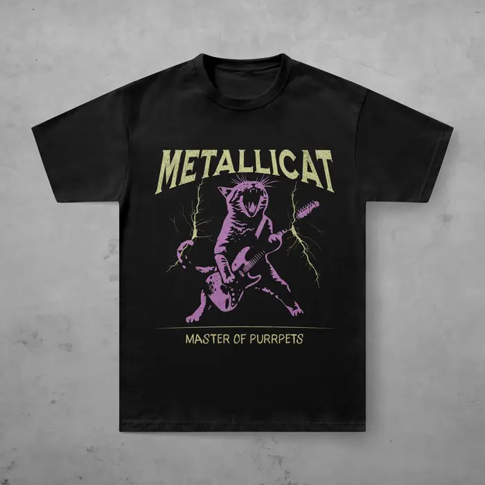 T-shirt Metallica Metallicat 2026 pour hommes et femmes, vêtements gothiques d'été, mode décontracté