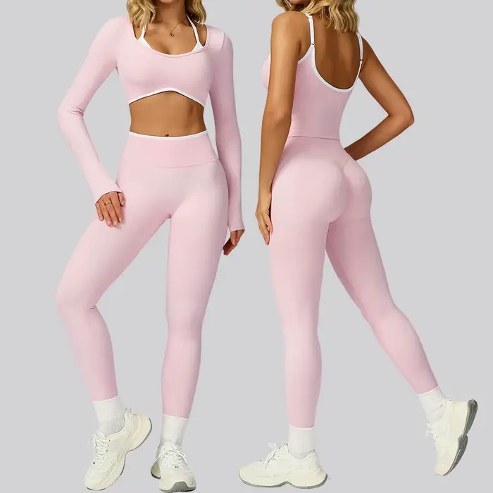 Ensemble de sport sans couture pour femmes, vêtements de Fitness, blocage de couleur, ensembles de Y