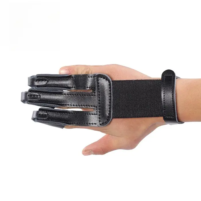 Gant trois doigts tir à l'arc cuir vachette - Protection main chasse et sports outdoor