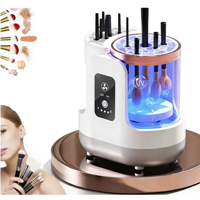 Machine de nettoyage de pinceaux de maquillage électrique 3 en 1, sécheuse de pinceaux de maquillage