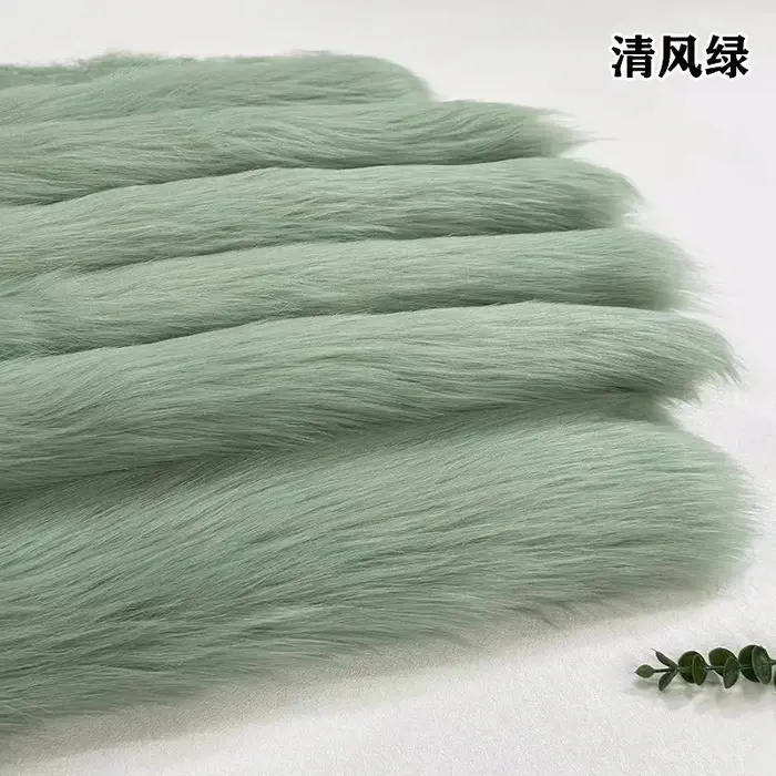 Tissu vert en fausse fourrure de renard, 50x50cm, pour vêtements, jouets, sacs, tapis