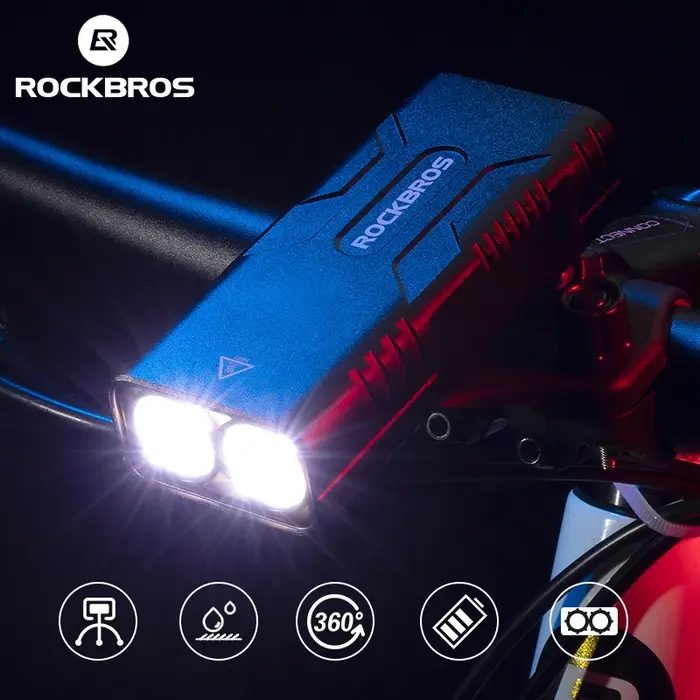 ROCKBROS 2T6 LED vélo lumière 10W 10000 mAh vélo avant lampe de poche vélo équipement vtt phare Supe