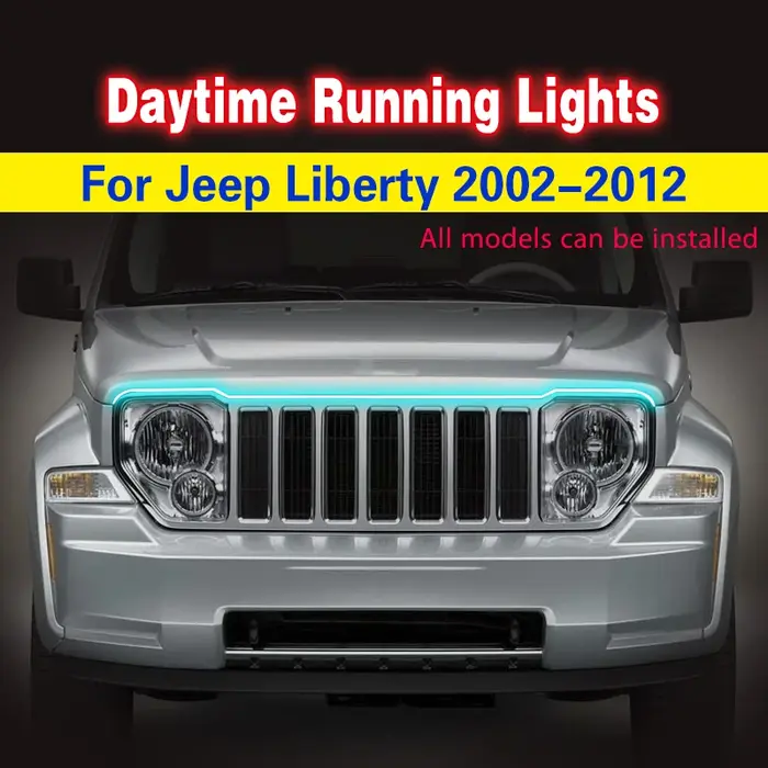 Clignotant de voiture LED DRL pour Jeep Pages 2002-2012, feux diurnes, bande lumineuse flexible étan