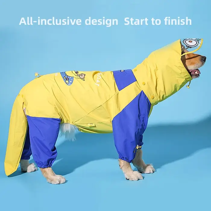 Impermeable Imprime Pour Chiens Moyens Grands Vetement Animal Compagnie Manteau Quatre Pattes Jaune Protection Pluie Boue Occasions Speciales