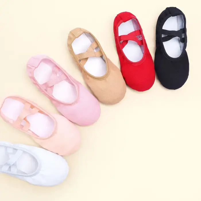 Chaussures de Ballet pour filles, chaussures de danse pour femmes, pantoufles de danse en toile à se