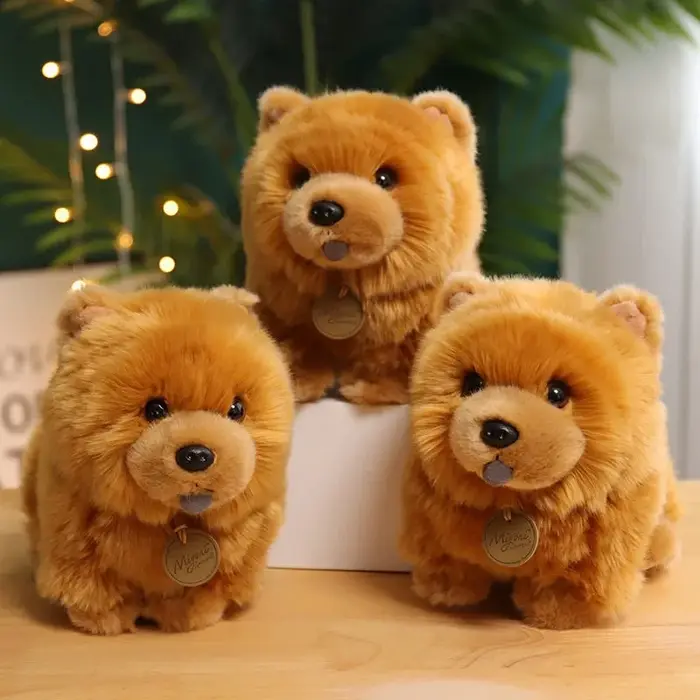 Aurora Chow Chow poupée Frise chiot en peluche chien en peluche poupée jouet fiable mignon Simulation animaux moelleux poupées cadeaux de noël