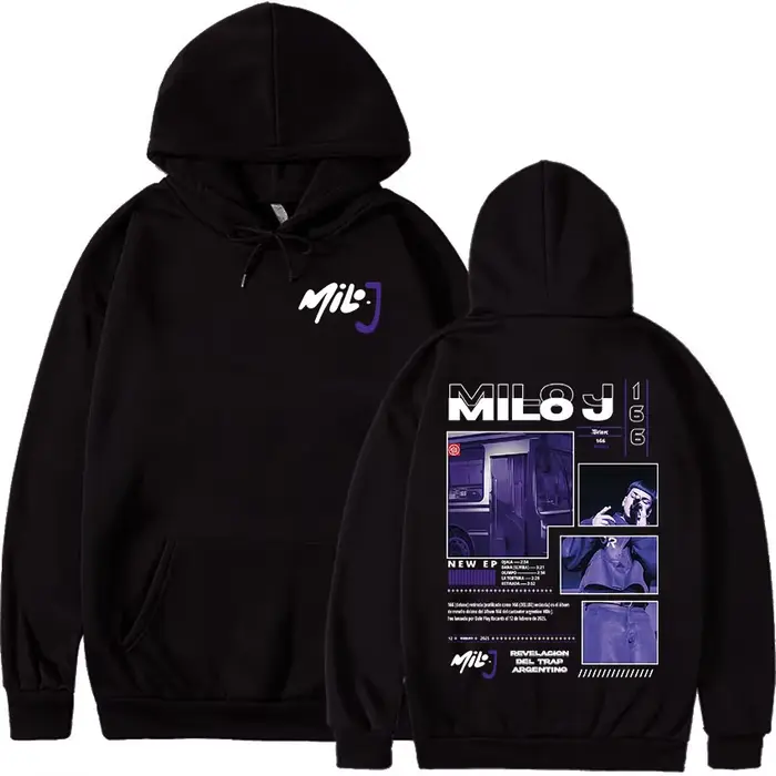 Rappeur Milo J 166 Tour 2025 Album graphique sweat à capuche hommes Hip Hop gothique à manches longu